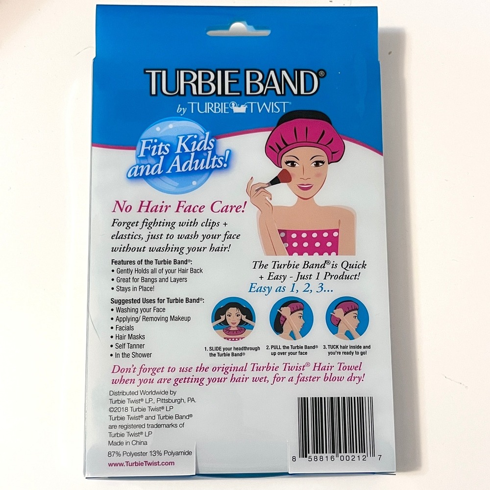 Turbie Twist Turbie Band Blue Head Band Makeovers Makeup Facial Spa Holds Hair - Picture 3 of 6